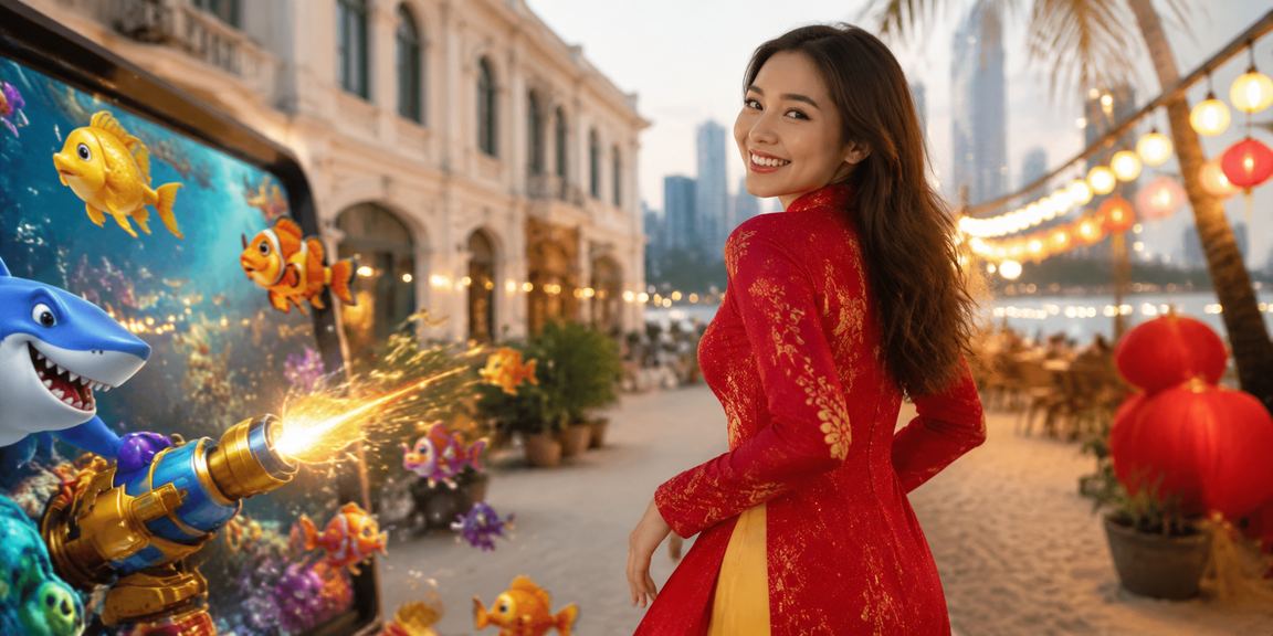 Người dùng TP.HCM trong trang phục áo dài tham gia trò chơi bắn cá trực tuyến